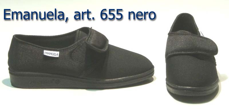 EMANUELA Scarpe Donna Tela - Modello 2750, Colore Nero, Tacco Piatto, Chiusura Slip-on, Taglia 41